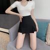 2024 Девичья черная юбка-шорты с завышенной талией и облегающая бедра, летняя