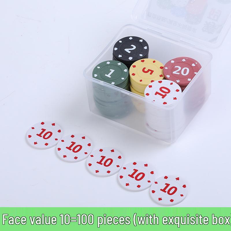 Коробка 100 пластиковых фишек для карточных игр: Баккара, Маджонг, Покер