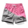 Mens Quick-Dry Beach Shorts Outdoor Swim Trunks Casual 5-Point Pants With Color Block Design