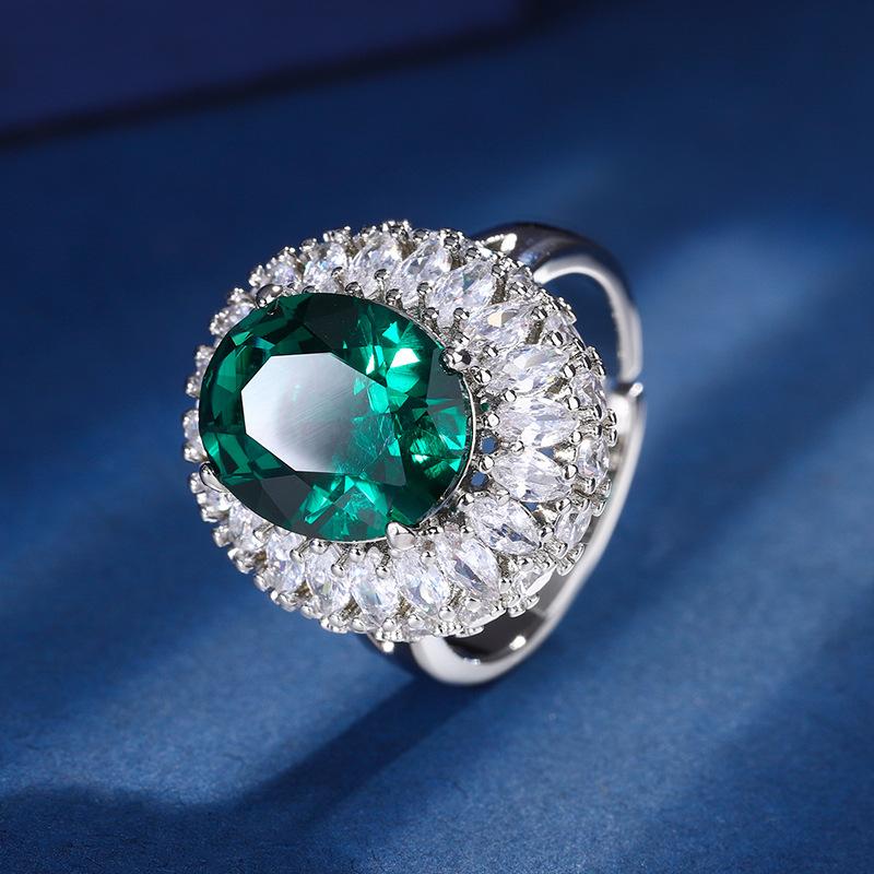 Ювелирные изделия Медное основание Позолоченное Имитация цвета Сокровище Форма Дана Ретро Темперамент Кольцо Главный камень 10 * 12