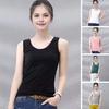 Women Vest Round Neck Sleeveless Slim Fit Tank Quick-Drying Tops Solid Color Streetwear Bottoming Tops