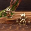 Ретро Латунная Фигурка Счастливого Кота Маленькая Фэн-шуй Креативный Чайный Питомец Стол Офис Подарок Миниатюрная Скульптура Декор для Дома Шкафа