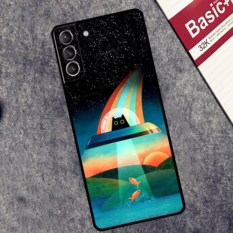 Чехол UFO Инопланетный Кот вселенная Для Samsung Galaxy S26 S25 Ultra S20 S21 S22 S23 S24 Ultra S10 Plus S25 FE Чехол Coque