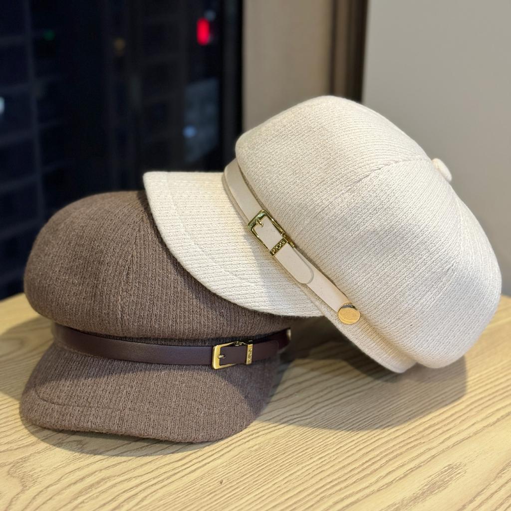 Новая восьмиугольная шляпа для женщин Модная осенне-зимняя шляпа-берет для большого обхвата головы и маленького лица Подходит для квадратного и круглого лица