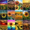 Full Diamond Embroidery Sunflower Diamond Mosaic Painting Kits Sunsetting Scenery Creative Hobbies Pictures Home Deco