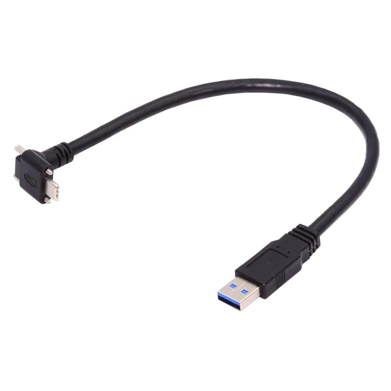 Cablecc тип C USB 3.1 нижний угол вверх двойной винтовой замок стандартный USB3.0 кабель для передачи данных 90 градусов для камеры 30 см