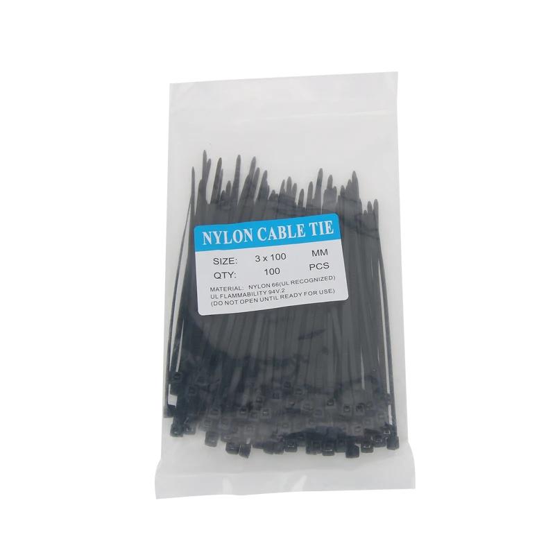 100-600Pcs Color 3x100mm Nylon Black Self-Locking Cable Ties Color Plastic Zip Ties Cable Ties Cable Organizer Wire Strap