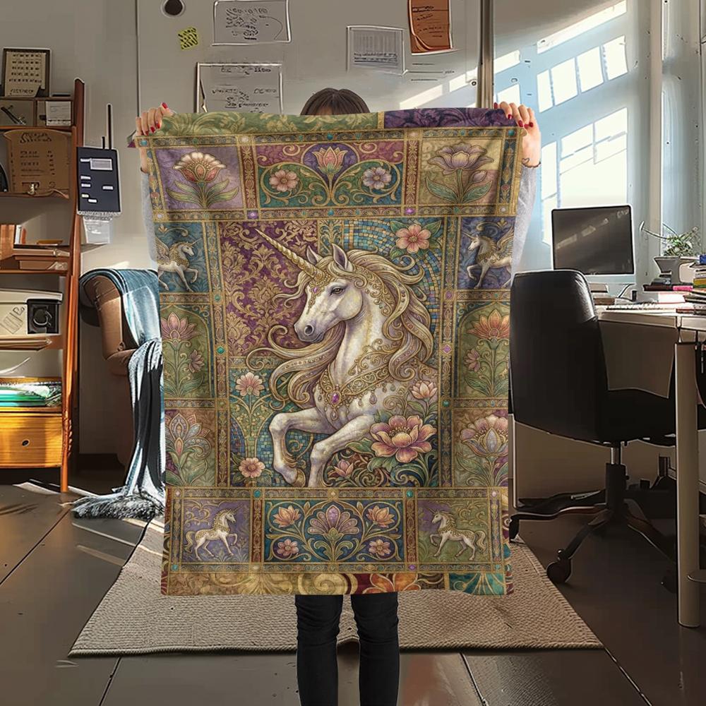 Unicorn Animal Print Flannel Blanket, High quality Comfortable for All Seasons, Home Decor, Warmth and Comfort, Perfect for Christmas Gifts139