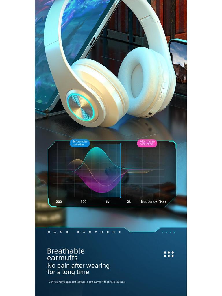 Hot-Selling Luminous Bluetooth Headset: Wireless, Heavy Bass, Sports & Gaming