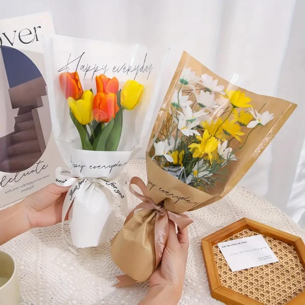 20pcs Pure Color Bouquet Packaging Bags Plastic Gift Bag Flower Packaging Bags Mother's Day