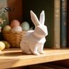 Burr-free Smooth Surface Decor 3D Printed Geometric Rabbit Ornaments, Creative Bunny Figurine, Minimalist Animal White Statue Art Decoration,