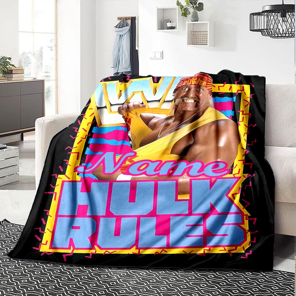 Customiz Name Personality Hulk Hogan Blanket Soft &Warm Sofa Office Bed Travel Lunch Break Blanket, Gift Suitable All Seasons
