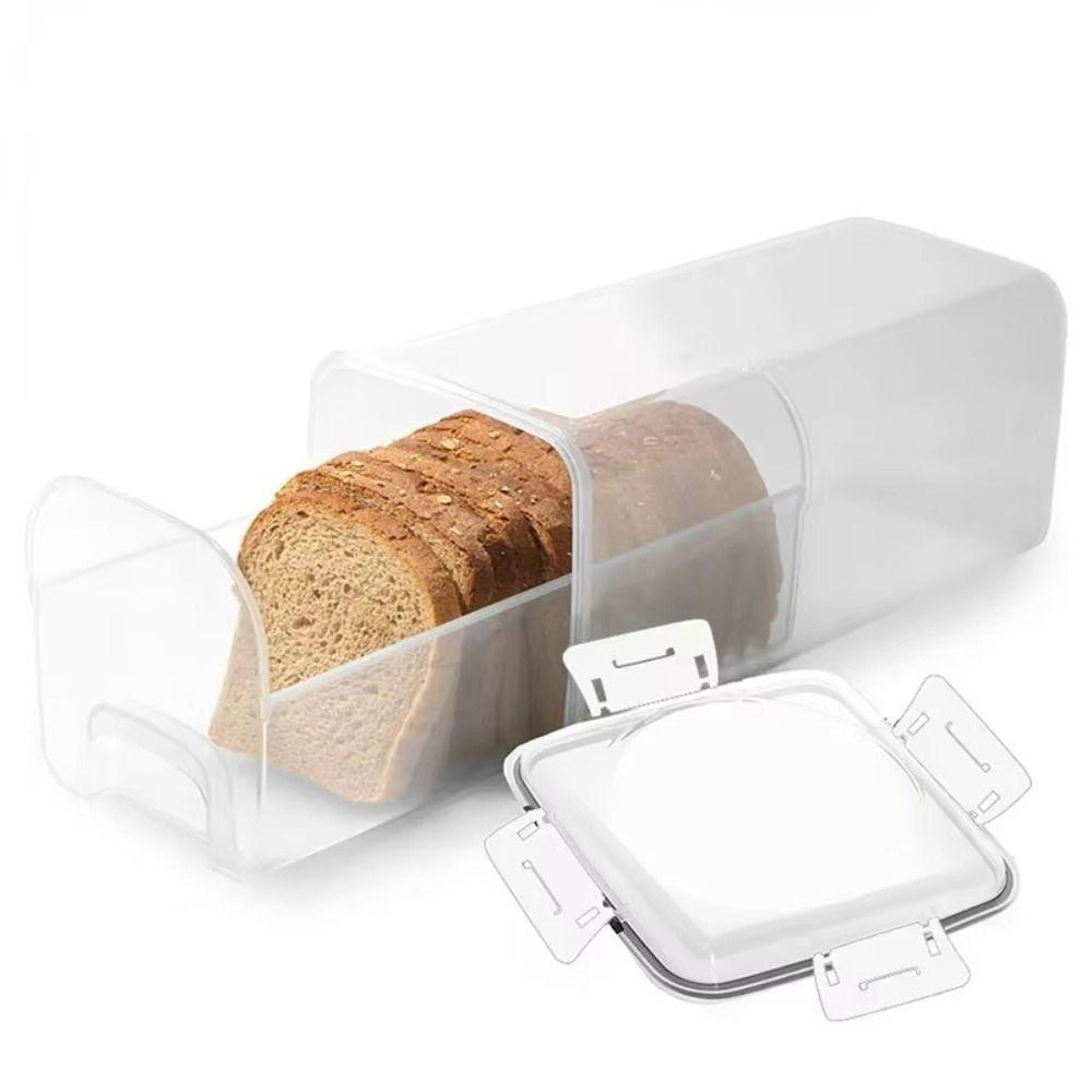 Plastic Toast Storage Box with Sealing Lid Sandwich Bread Holder Loaf Container Multigrain
