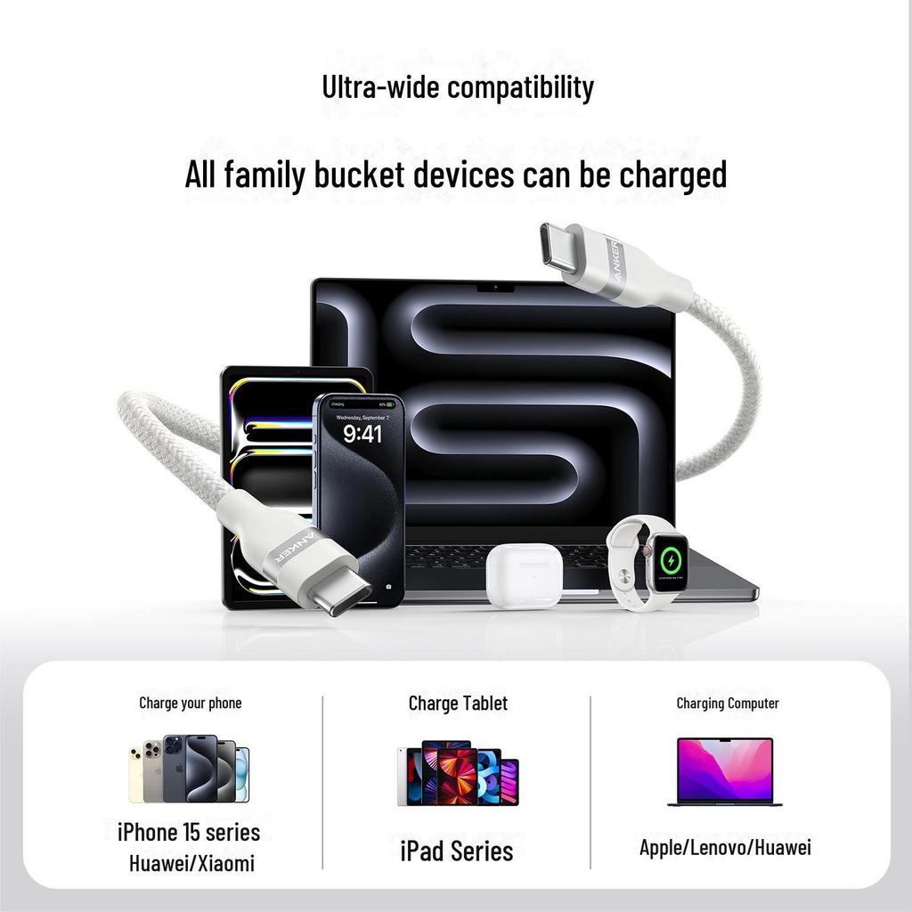 Anker 240W Dual Type-C кабель для быстрой зарядки в оплетке для Android 82E2