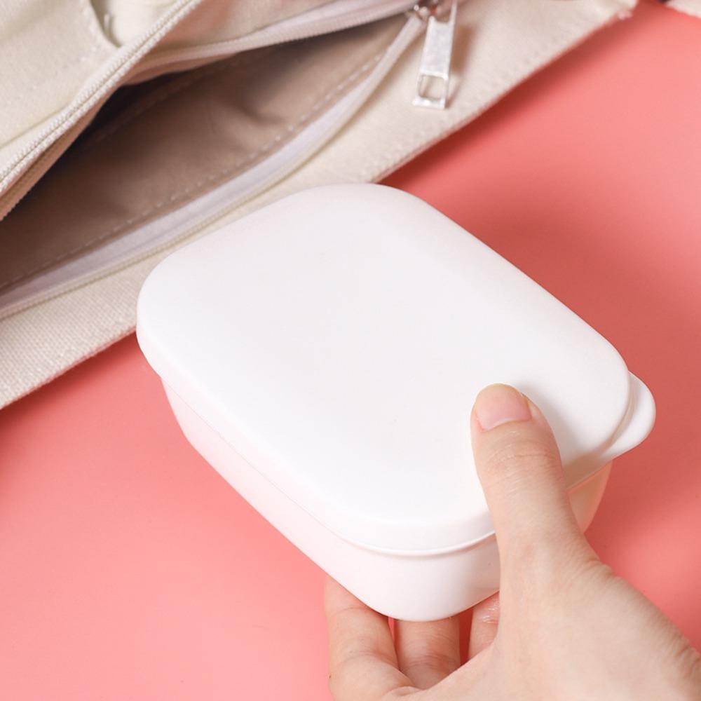 Portable Waterproof Leakproof Soap Holder with Lid Draining Layer Soap Container Detachable Plastic Soap Dish Bathroom