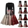Halloween Women's Casual Fashion Round Neck Printed Vintage Dress