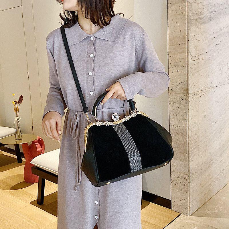 Сумка женская сумка для ужина сумка через плечо с бриллиантовым мехом сумка портативная сумка через плечо сумка с зажимом черная сумка большой вместимости