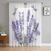 Фиолетовый цветок лаванды стрекоза белые прозрачные шторы для гостиной украшения оконные шторы кухни тюль вуаль шторы