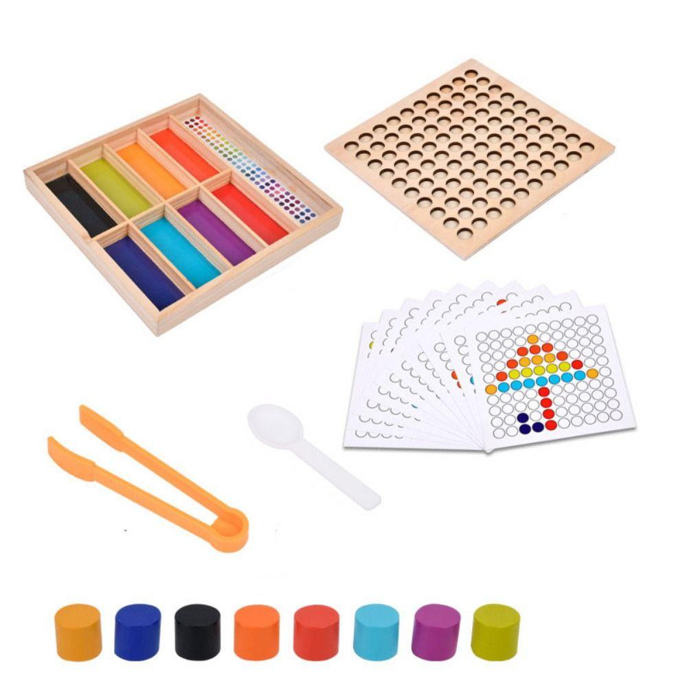 Rolling Bead Montessori Clip Beads Toy Wooden Color Sorting Game  Children Kids
