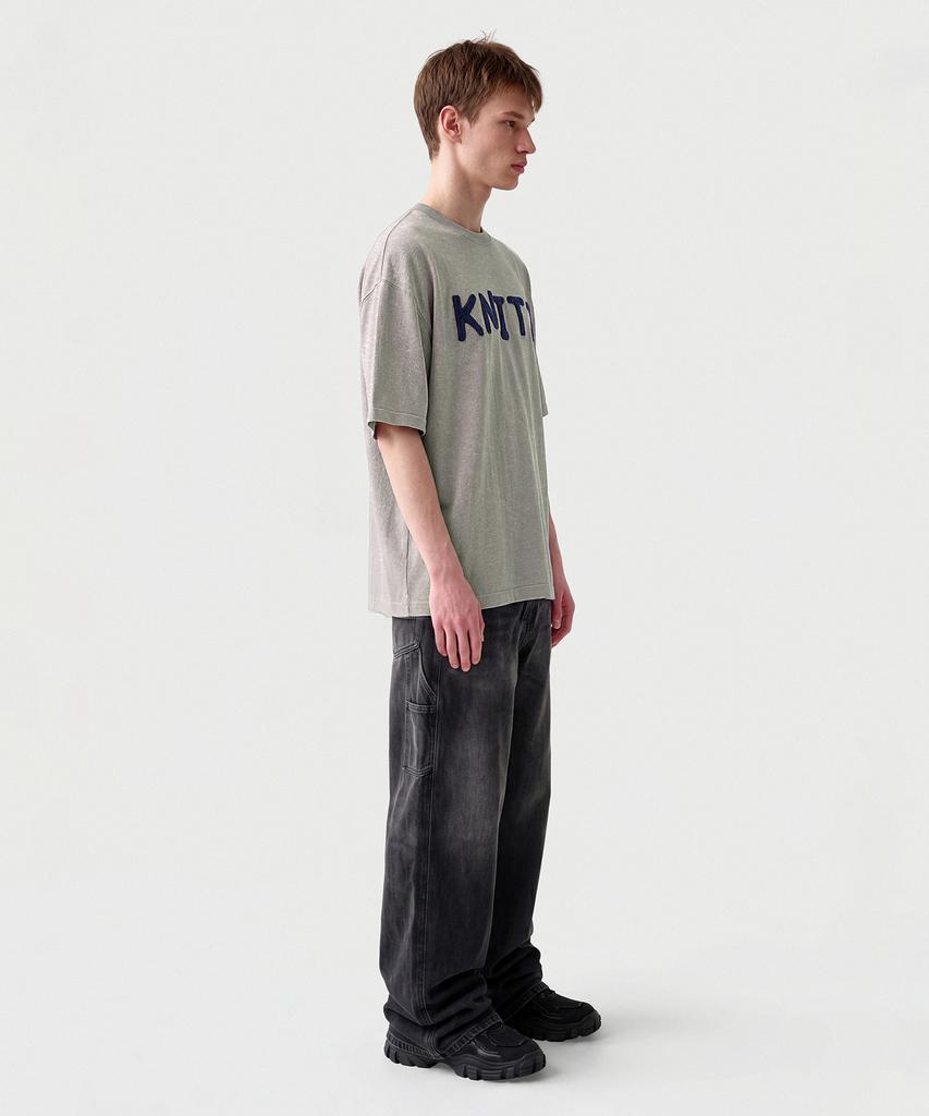 CUTZ Stone Washed Lettering Patch Short Sleeve Knit