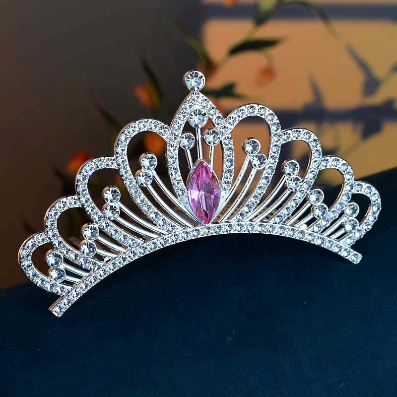 Корейская версия Головной убор в виде короны для девочки Милая детская хрустальная корона Подарок на день рождения Принцесса Детский показ мод Заколка для волос