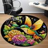 1pc Hummingbird Flowers Office Round Area Rug, Indoor Mat Suitable ForOffice, Under Office Chairs Bedroom Living Room Home Decor, Room Decot111