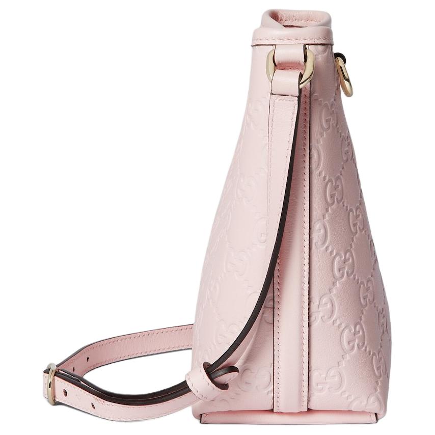 Gucci GG Emblem Mini Bucket Bag Women Shoulder Bag Gold Pink 847090-AAFDV-5734