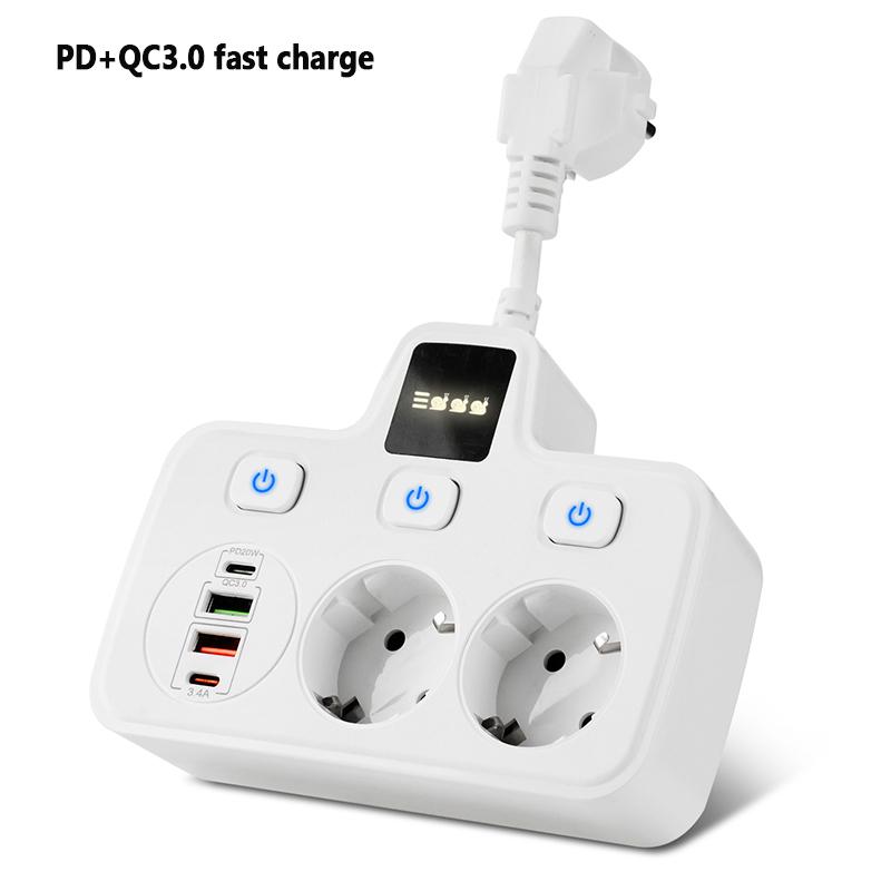 Power Strip EU AC Outlet Socket Multiprise Smart Home Extension Electrical Adapter Wall Plug Converter USB Fast Charging