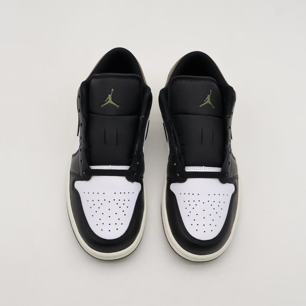 553558-092 Nike Air Jordan 1 Low Черный Средне-Оливковый Белый (Мужской)