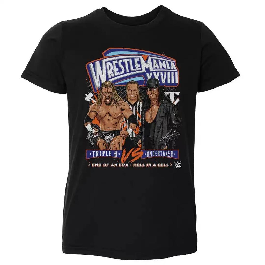 Мужские и женские футболки с коротким рукавом с принтом WrestleMania WWE, летние футболки из высококачественного хлопка