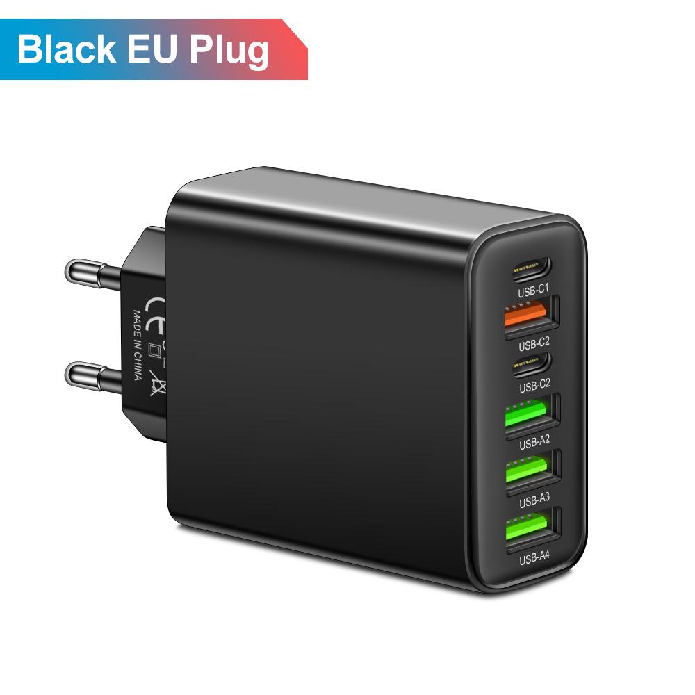 3.1A Multi-Port Charger: 2 Type-C PD + 4 USB for Mobile Phones - Travel-Friendly Charging Hub