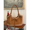 Vintage matte lamb plush tote bag women's new large-capacity bow shoulder bag commuter armpit bag