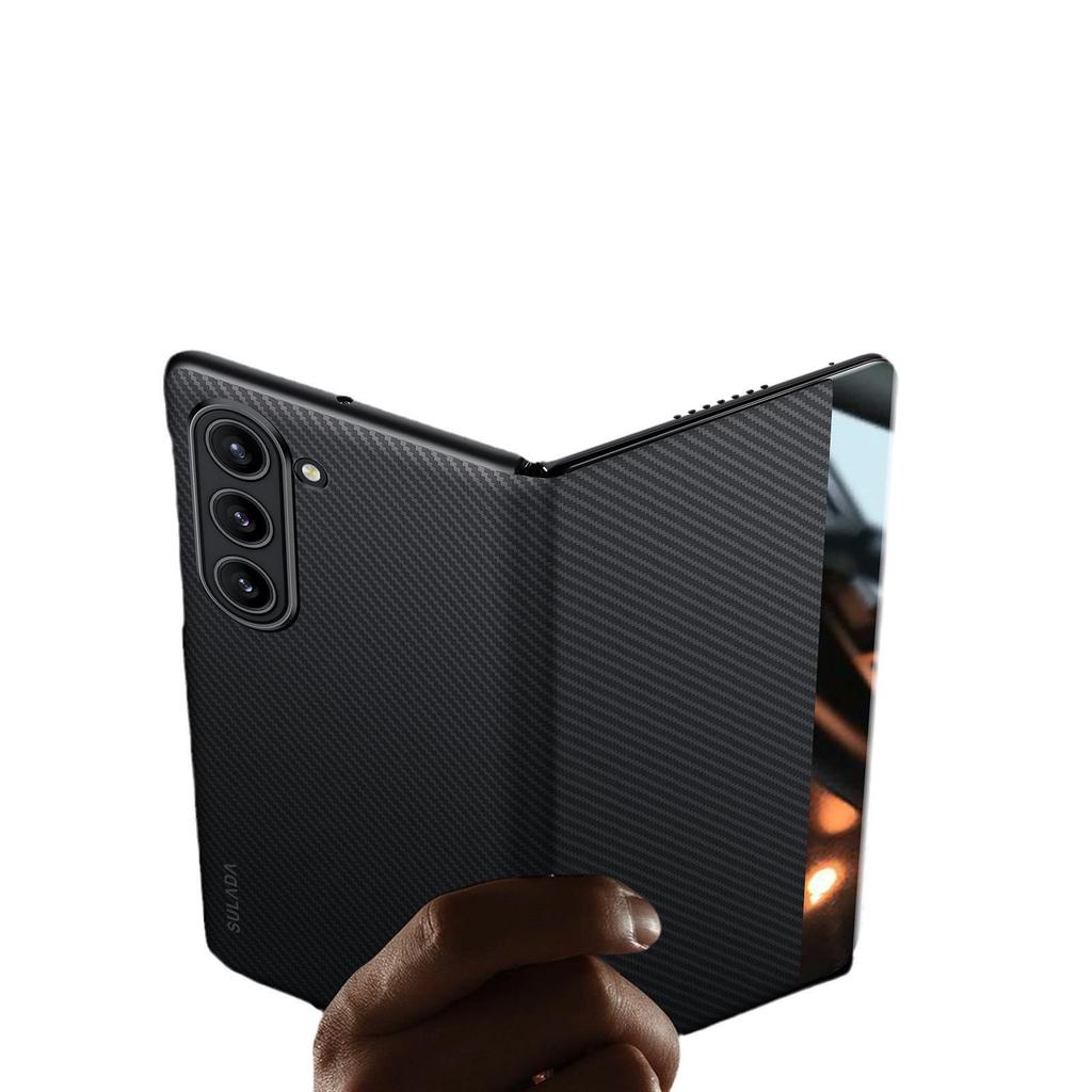 Магнитный чехол-книжка Smart из кожи с карманом для карт и текстурой Kevlar для Samsung Z Fold7/W26 (6/5/4)