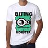 Men’s Vintage Tee Shirt Graphic T Shirt Biting Monster White