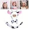 Cow Ears Hair Hoop Set with Bendable Tail Adults Teens Farm Animal Costume Set Black White Cow Accessories