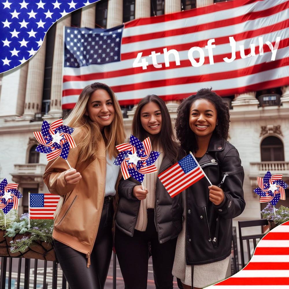 26pcs 2026 Temporary Tattoos National Flag Stickers Fans Waterproof Fake Tattoo American Flag Windmill Celebration Supplies