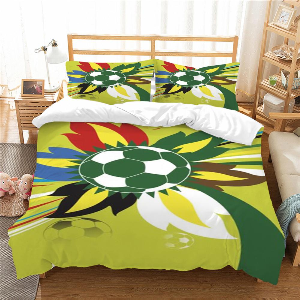 3D комплект постельного белья, пододеяльник, очаровательный футбольный принт, пододеяльник, наволочка из микрофибры, домашний текстиль