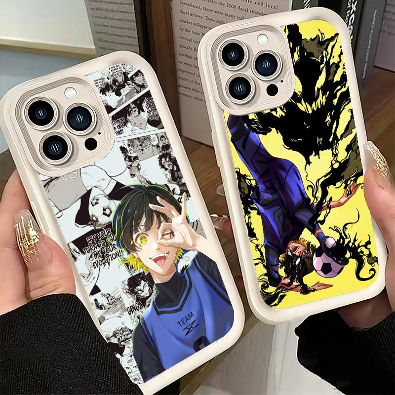 Чехол для телефона iPhone 17 Air 16E 15 16 Pro Max Синий L-Lock Бачира Мегуру Чехол 14 Plus 13 12 Mini Мягкий Силиконовый Fundas