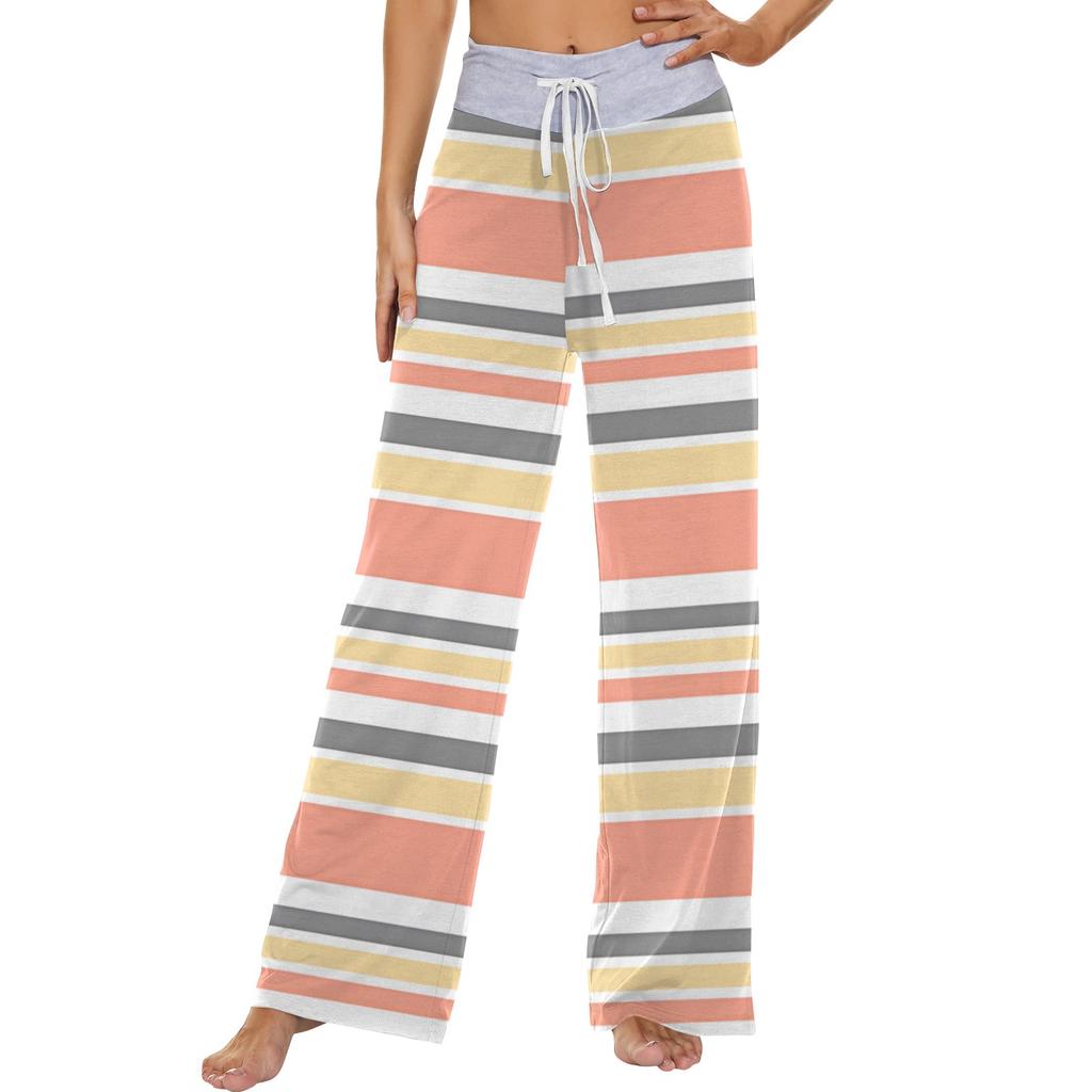Женские модные повседневные удобные пижамные брюки с принтом и широкими штанинами на шнурке