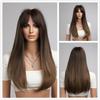 Inhaircube Коричневый и Блондовый Ombre Синтетические парики Длинные прямые реалистичные волосы Косплей Ежедневный парик с челкой для женщин
