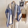 2024 Autumn/Winter New Color Blocked Imitation Cashmere Women'S Tassel Shawl Thickened Warm Double Sided Jacquard Wool Scarf