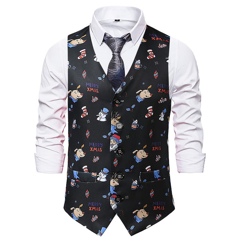 (SU)Мужской снеговик, Рождественский необычный жилет, винтажная куртка без рукавов на пуговицах для вечеринки