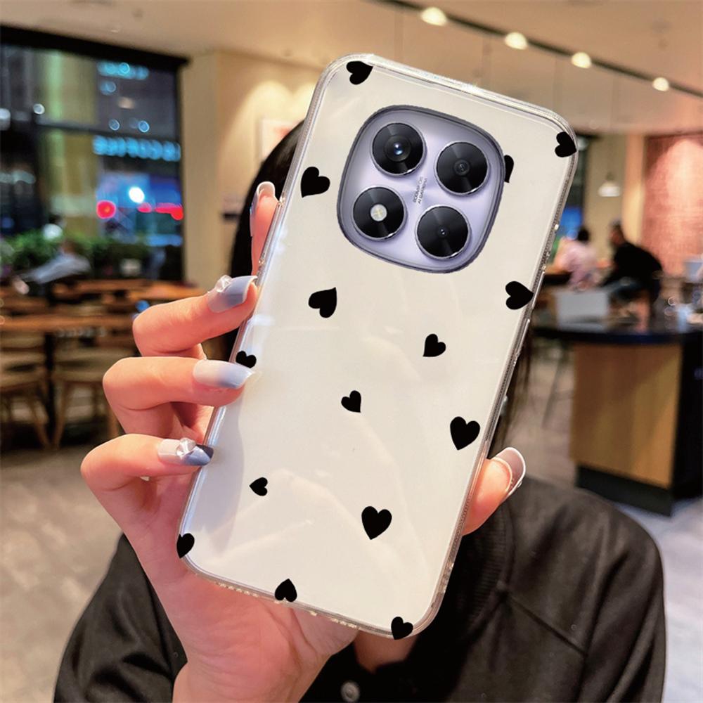 Прозрачный нежелтеющий чехол для телефона Xiaomi Redmi Note 15 Pro+ note15 15c Мультяшное Сердце Любовь Прозрачная Защитная крышка для камеры