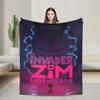 Gir Invader Zim Cartoon  Throw Blanket  Flannel Bedspread For Couch Chair Sofa Bed Funny Sofa Bed Cover