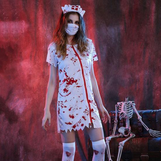 Хэллоуин Ужас Кровь Медсестра Костюм Женский Мужской Костюм Доктора Пара Праздник Террор Косплей Хэллоуин Ролевая Игра Костюм