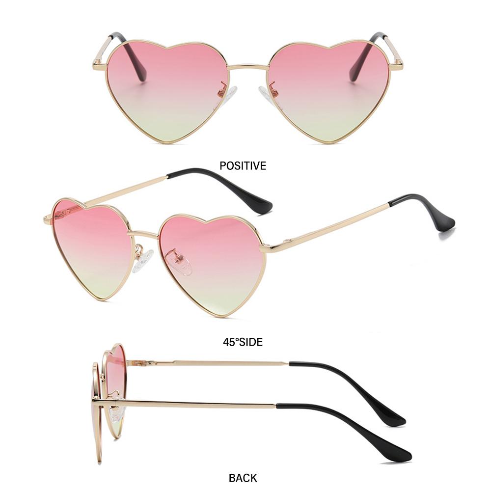 Fashion Vintage Metal Frame Heart-Shaped Glasses Eyewear Polarized Glasses Women Heart Sunglasses
