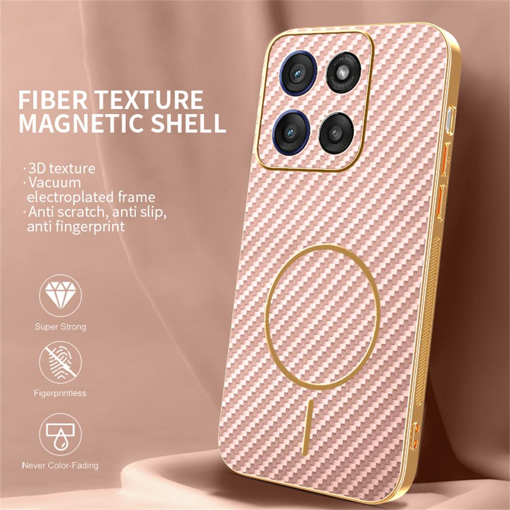 For Motorola Moto G56 5G Phone Case Carbon Fiber Textured Electroplated TPU Back Cover