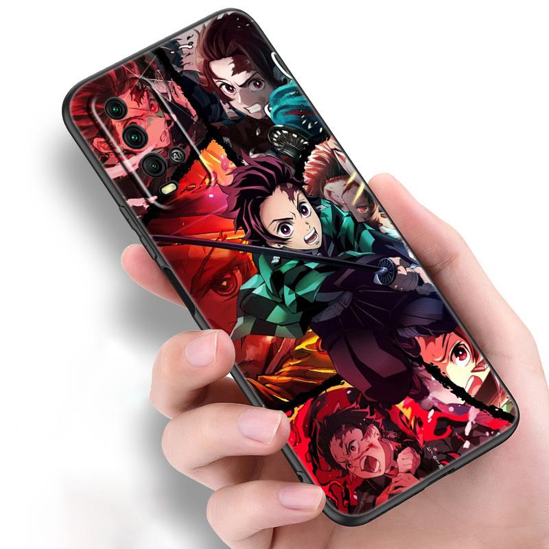 Силиконовый чехол для телефона с аниме Demon Slayer tanjiro для Xiaomi Redmi Note 11 10 9 8 Pro 11T 10T 10S 9S 8T 9 9A 9C 9T черный мягкий чехол