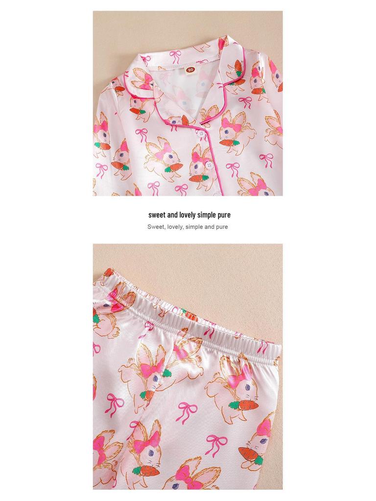 Комплект пижамы с потрепанным пасхальным кроликом - Лонгслив и брюки для осени/зимы