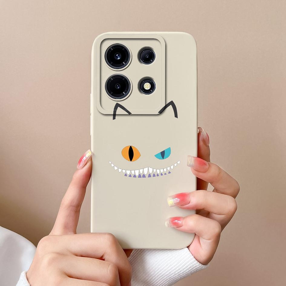 Phone Case For Infinix Smart 7 Plus Note 30 4G 5G Hot 30 Itel S23+ P40+ Tecno Spark 10 Pro Cover Cute Cat Matte Soft Liquid Silicone Shockproof Bumper